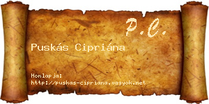 Puskás Cipriána névjegykártya